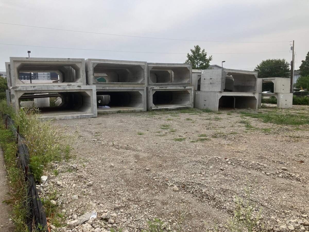 Box culverts sit on a site at 1108 South Broadway in Lexington on July 24,2024. To develop the site, Greer Companies and Vision Engineering agreed to construct wetlands and plant trees in 2022.