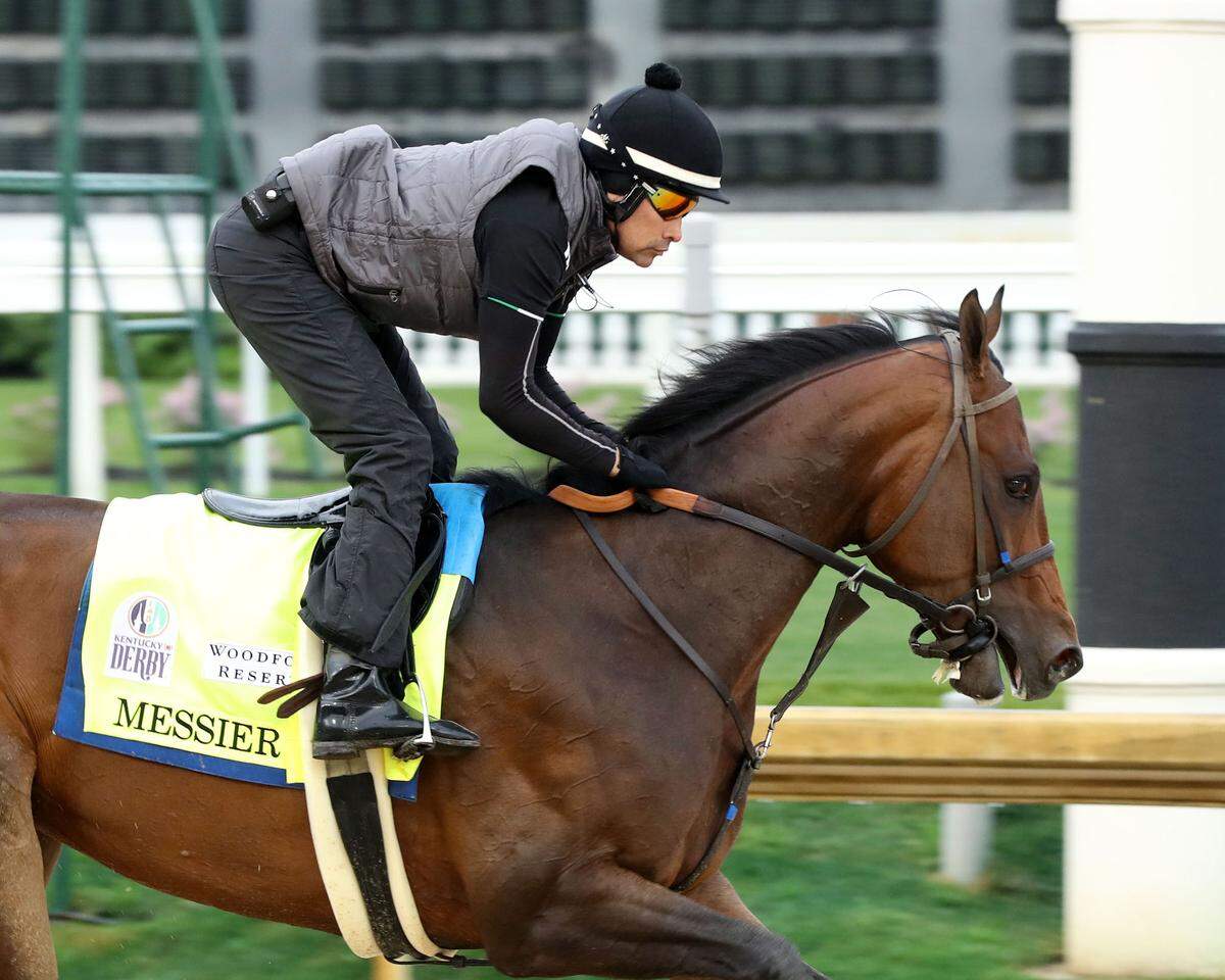 Messier, one of the Kentucky Derby favorites when the post positions were announced, gallops at Churchill Downs on Tuesday.