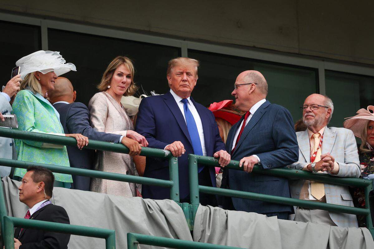 Former President Donald Trump and former US Ambassador to the United Nations Kelly Craft appear at Churchill Downs for the Kentucky Derby’s 148th Run for the Roses, May 7, 2022.