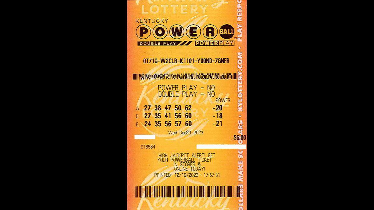 A Kentucky man won $1 million with this Powerball ticket Dec. 20 after he matched the five white balls.
