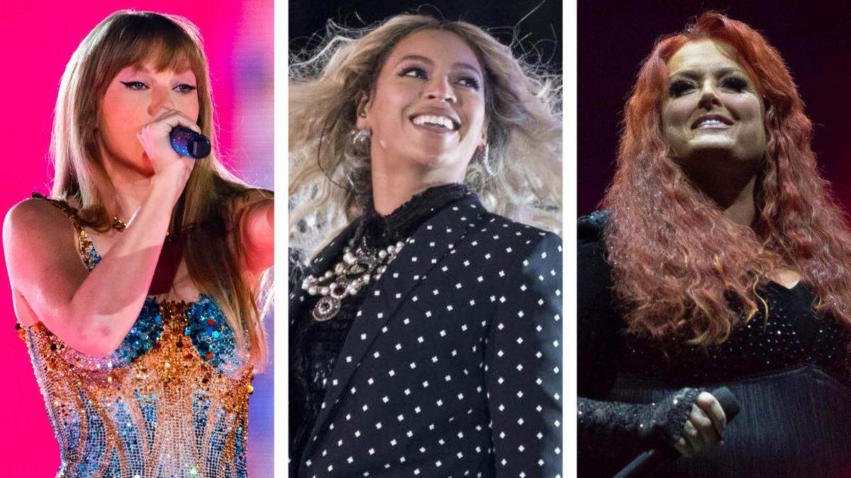 From left, Taylor Swift, Beyonce and Wynonna Judd. The three powerhouse singers will perform in or around Kentucky this summer.
