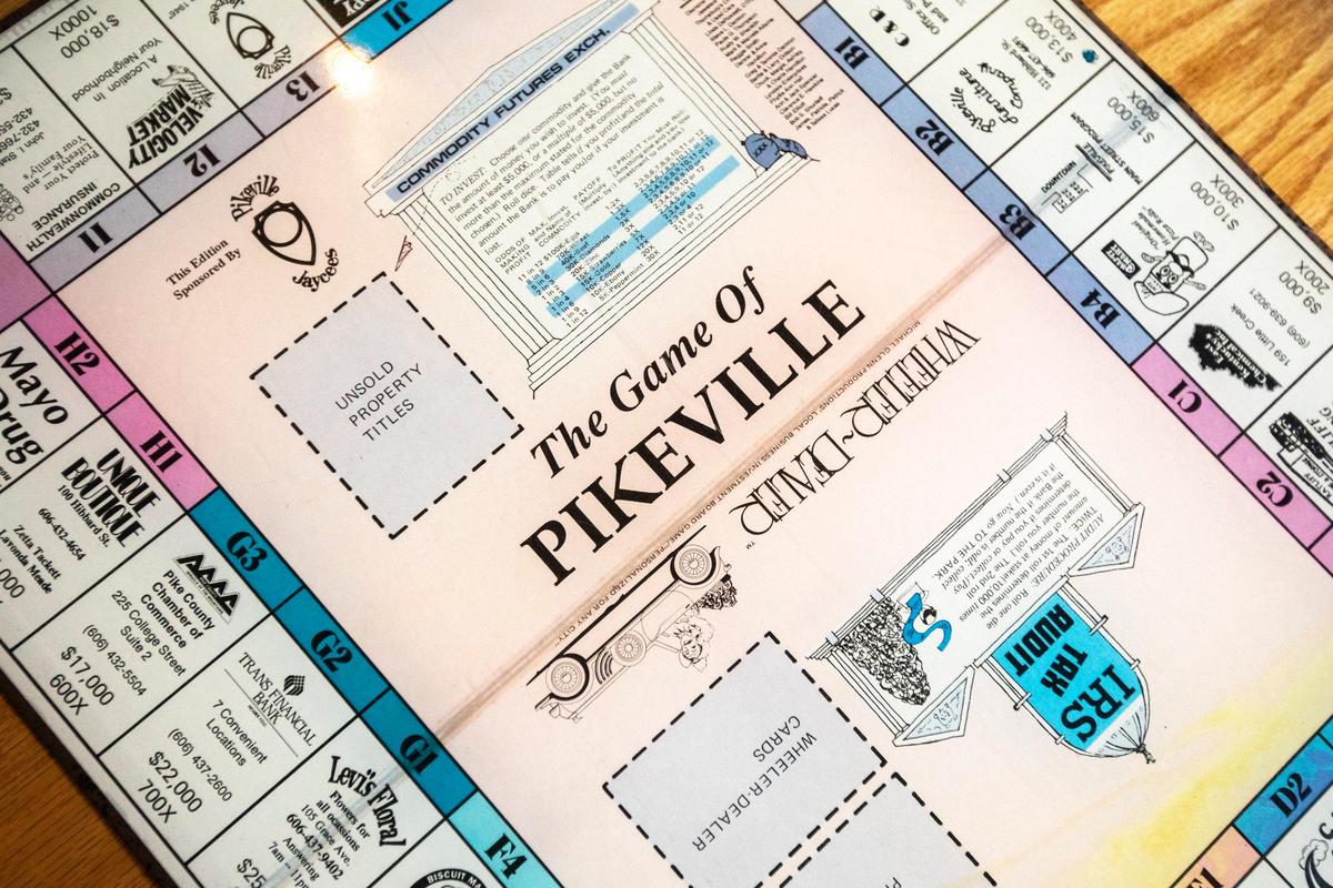 A Pikeville-themed version of Monopoly at Broken Throne Brewing.