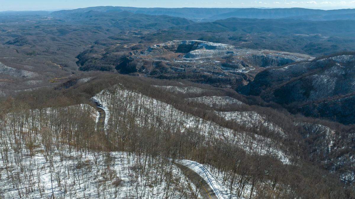 Reclamation work is scheduled for a former mine in Virginia that is visible from Black Mountain, the highest point in Kentucky, in Harlan Count, seen here on Friday, January 27, 2023