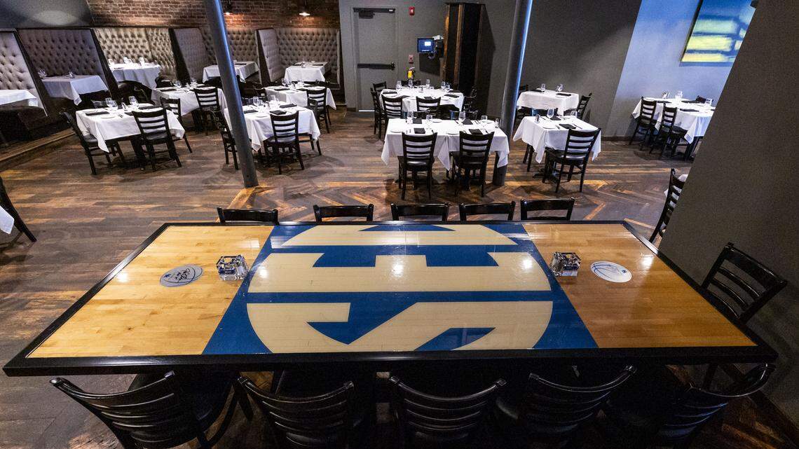 Tony’s of Lexington’s UK basketball court table was made by Artsman, a Cincinnati based company that also sells pieces of the game-used floor. The restaurant says the table is used nightly but reservations can be made for it. 