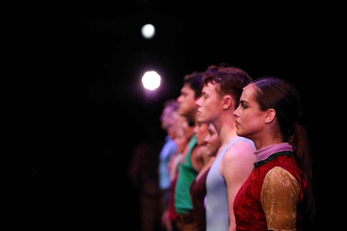 Dancers line the stage two days before The Lexington Theatre Company’s premiere of “A Chorus Line.”
