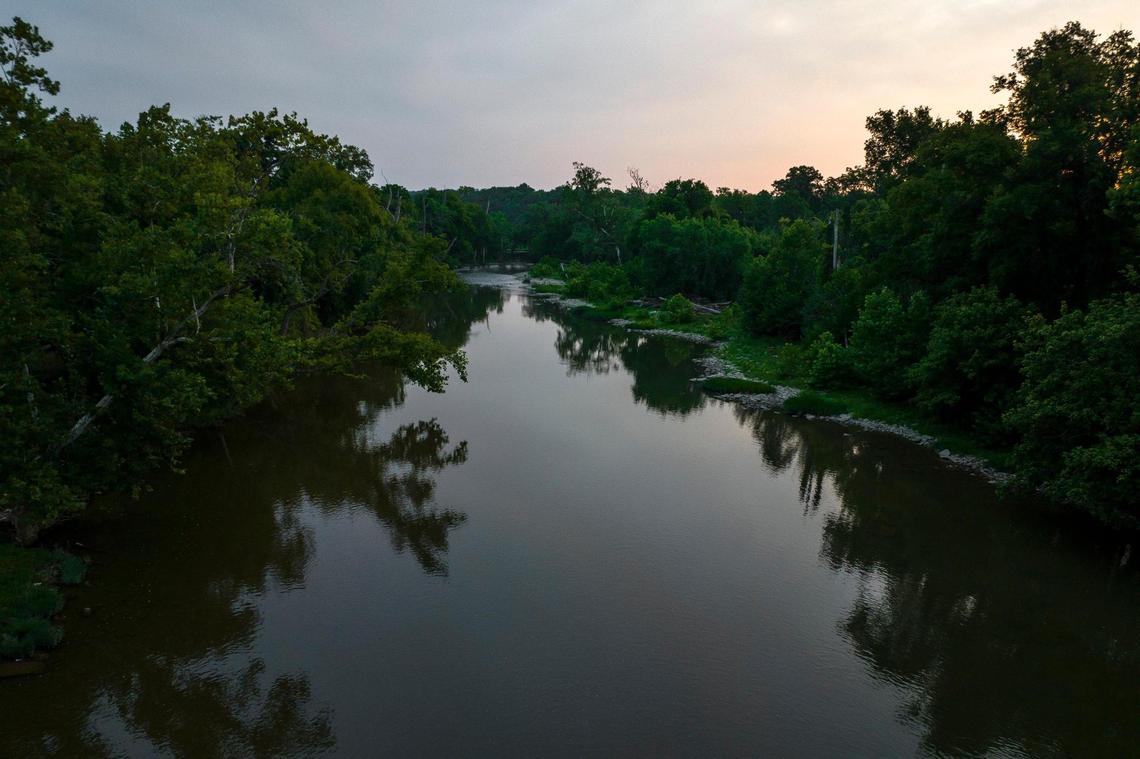 The Elkhorn Creek flows near Peaks Mill Road where Buffalo Trace is looking to build more warehouses.