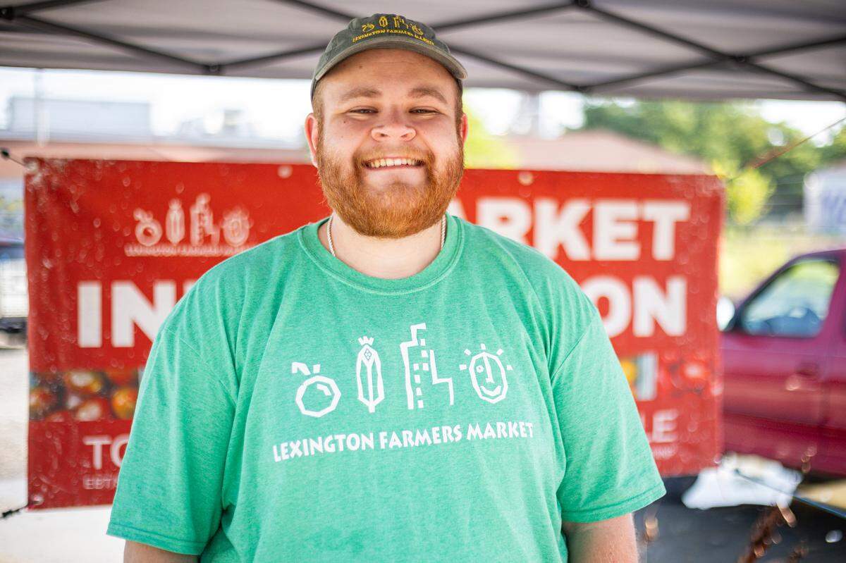 Truman Holmes, 23, from Georgetown poses for a photo on Tuesday, June 24, 2025, at National Avenue in Lexington, Ky.