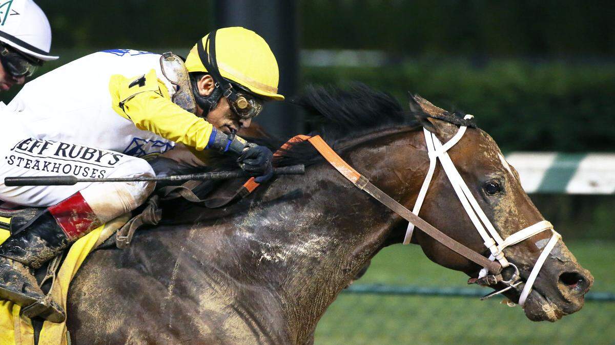 John Velzaquez guided Seeking the Soul to victory in Saturday night’s Stephen Foster at Churchill Downs.