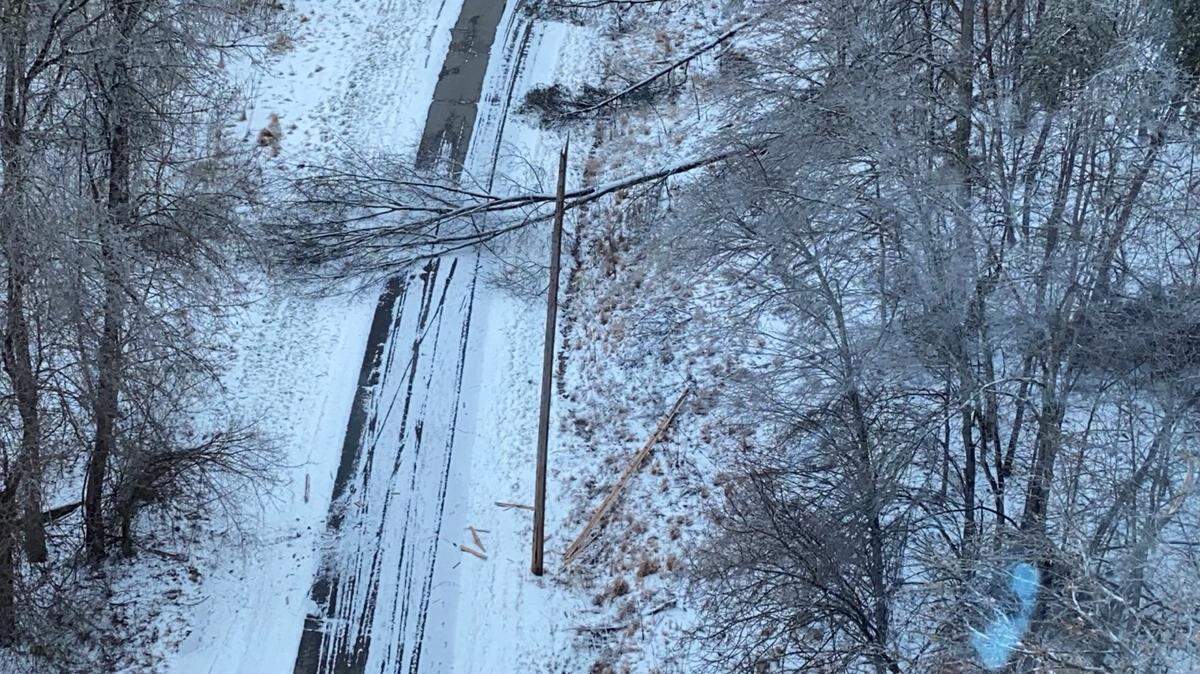 Kentucky Power accesses damage by helicopter in Boyd County after three back-to-back winter storms that left 16,000 customers without power, some for more than a week.