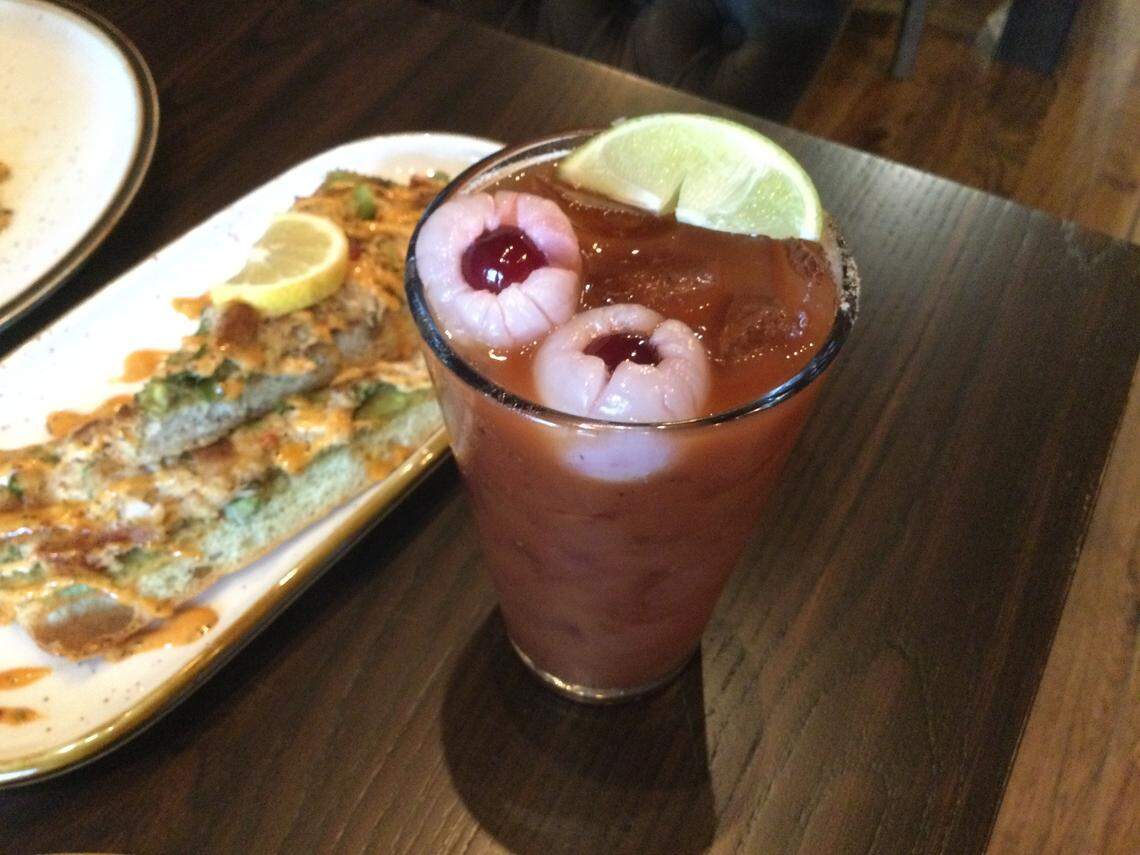 The signature “Bloody Nicotero” at Nic & Norman’s is a Bloody Mary with floating eyeballs made from lychees and cherries. It’s on the brunch cocktail menu.