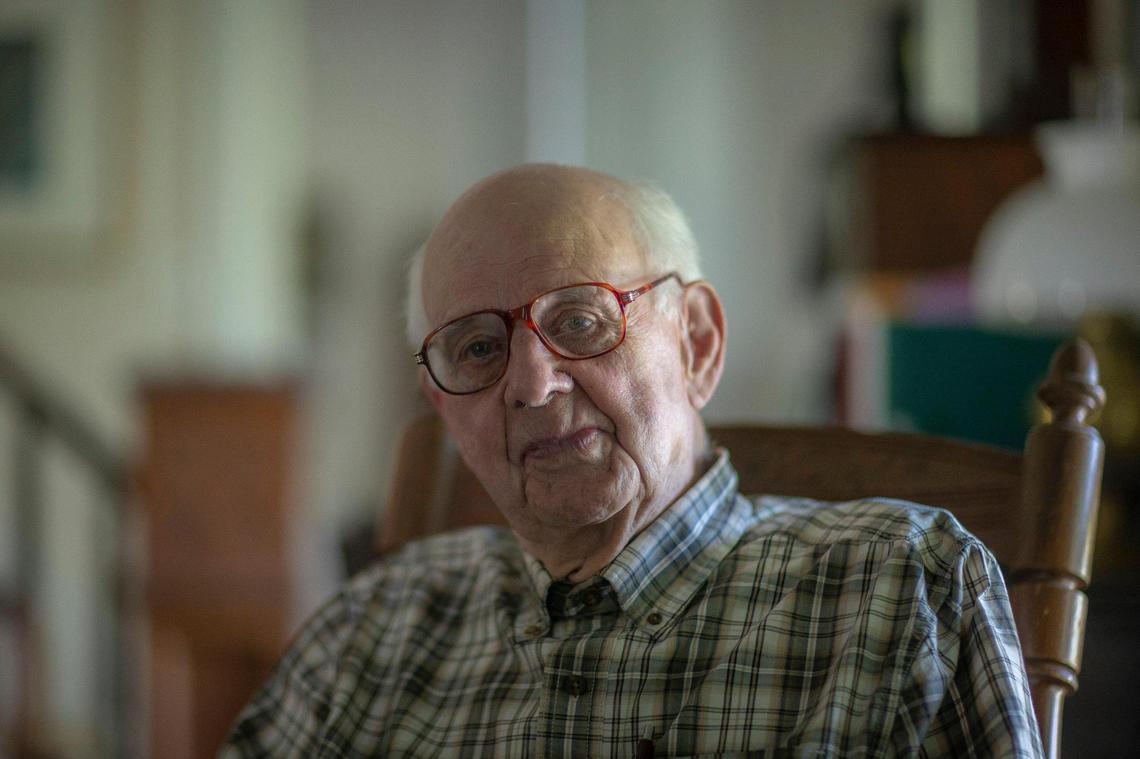 Wendell Berry poses for a portrait at his home in Port Royal, Ky., on Tuesday, July 19, 2022.
