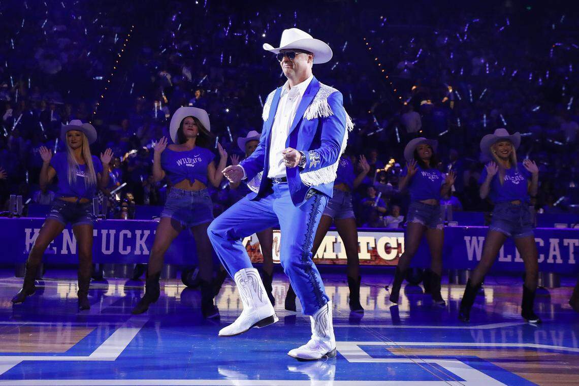 University of Kentucky women’s basketball coach Matthew Mitchell performed his annual Big Blue Madness dance to “Old Town Road” by rapper Lil Nas X in Rupp Arena on Friday night.