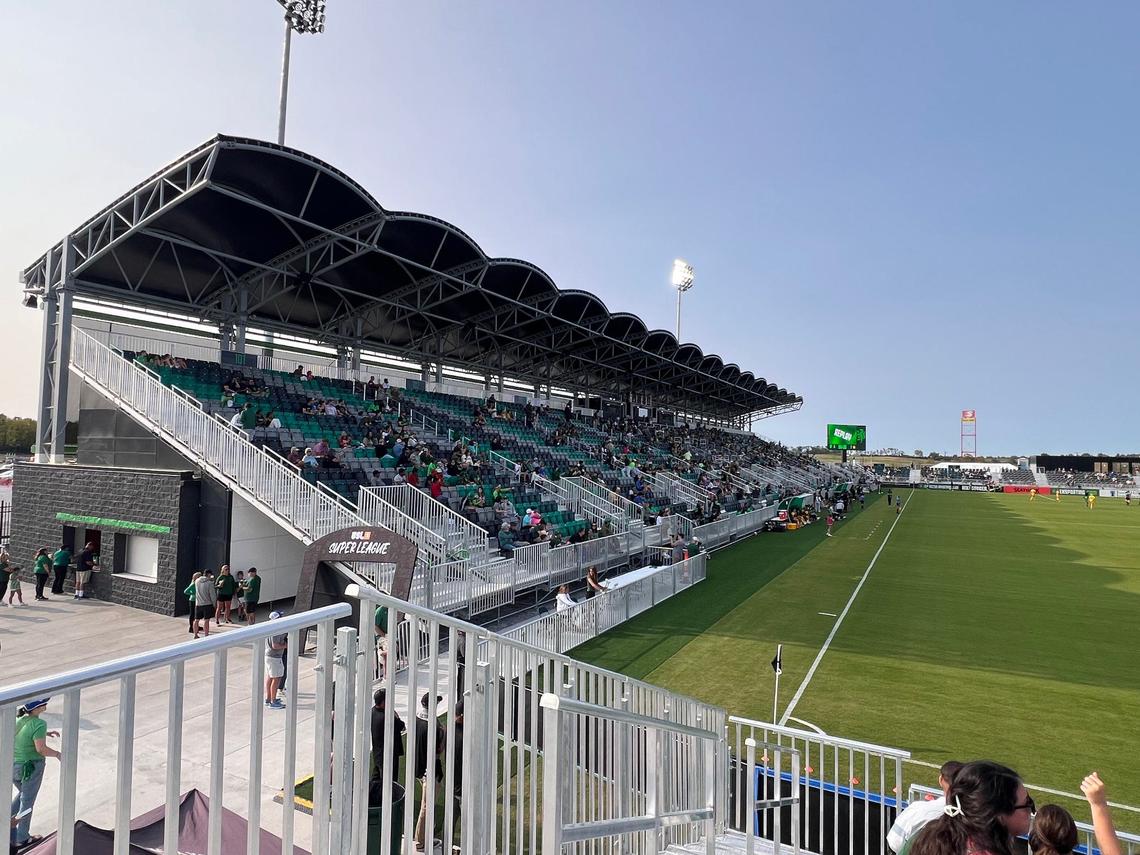 Fans fill the stands at Lexington Sporting Club’s recently constructed soccer-specific stadium off Athens Boonesboro Road in Lexington.