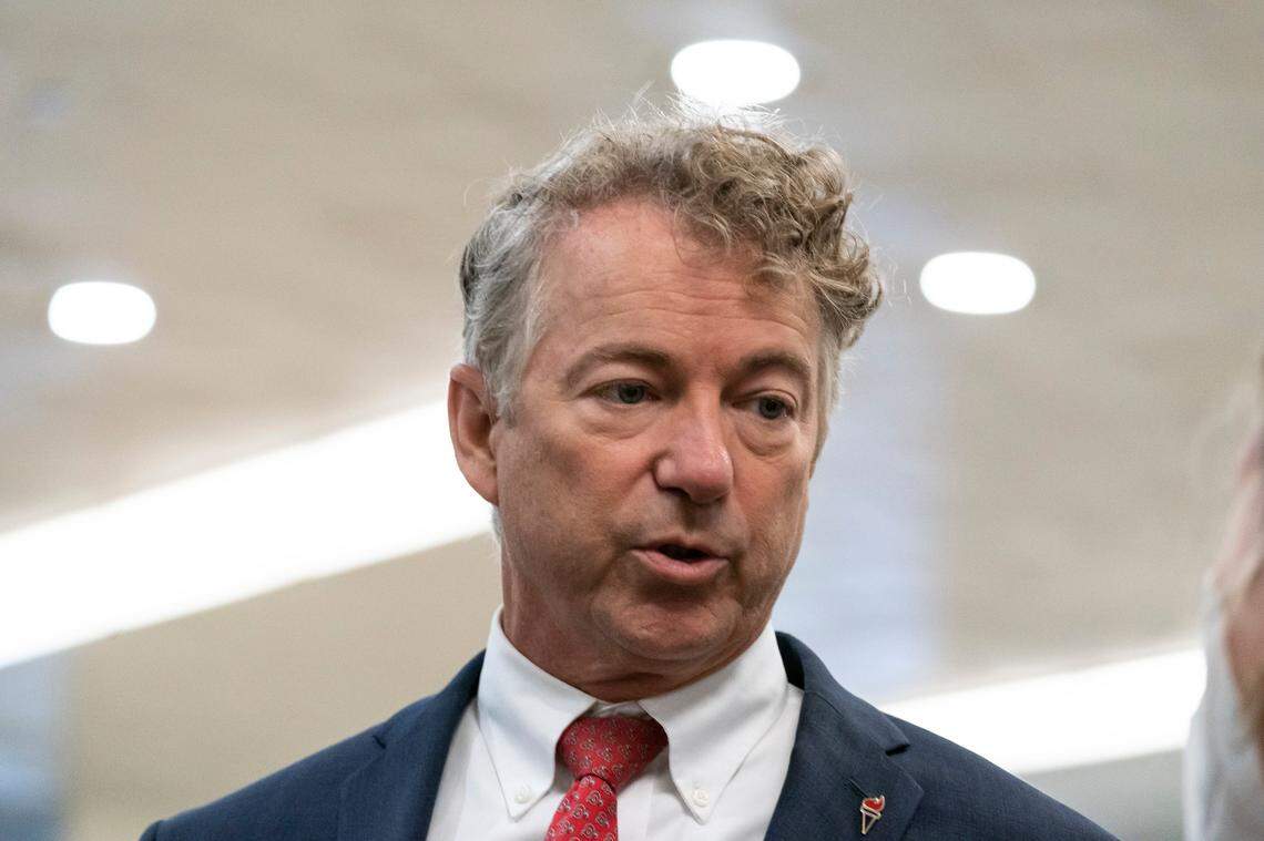 Sen. Rand Paul, R-Ky., speaks with reporters as he walks on Capitol Hill, Thursday, Oct. 7, 2021, in Washington. (AP Photo/Alex Brandon)