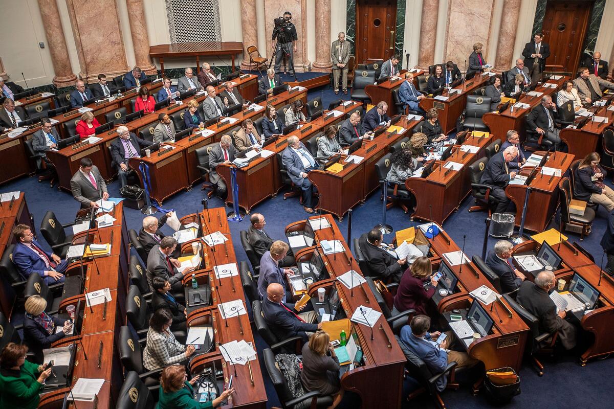 Members of the Kentucky House of Representatives take part in the first day of the 2020 Legislative Session at the State Capitol in Frankfort, Ky., Tuesday, Jan. 7, 2020.