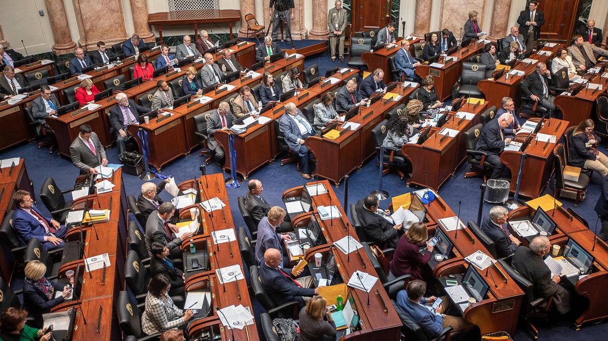 Members of the Kentucky House of Representatives take part in the first day of the 2020 Legislative Session at the State Capitol in Frankfort, Ky., Tuesday, Jan. 7, 2020.