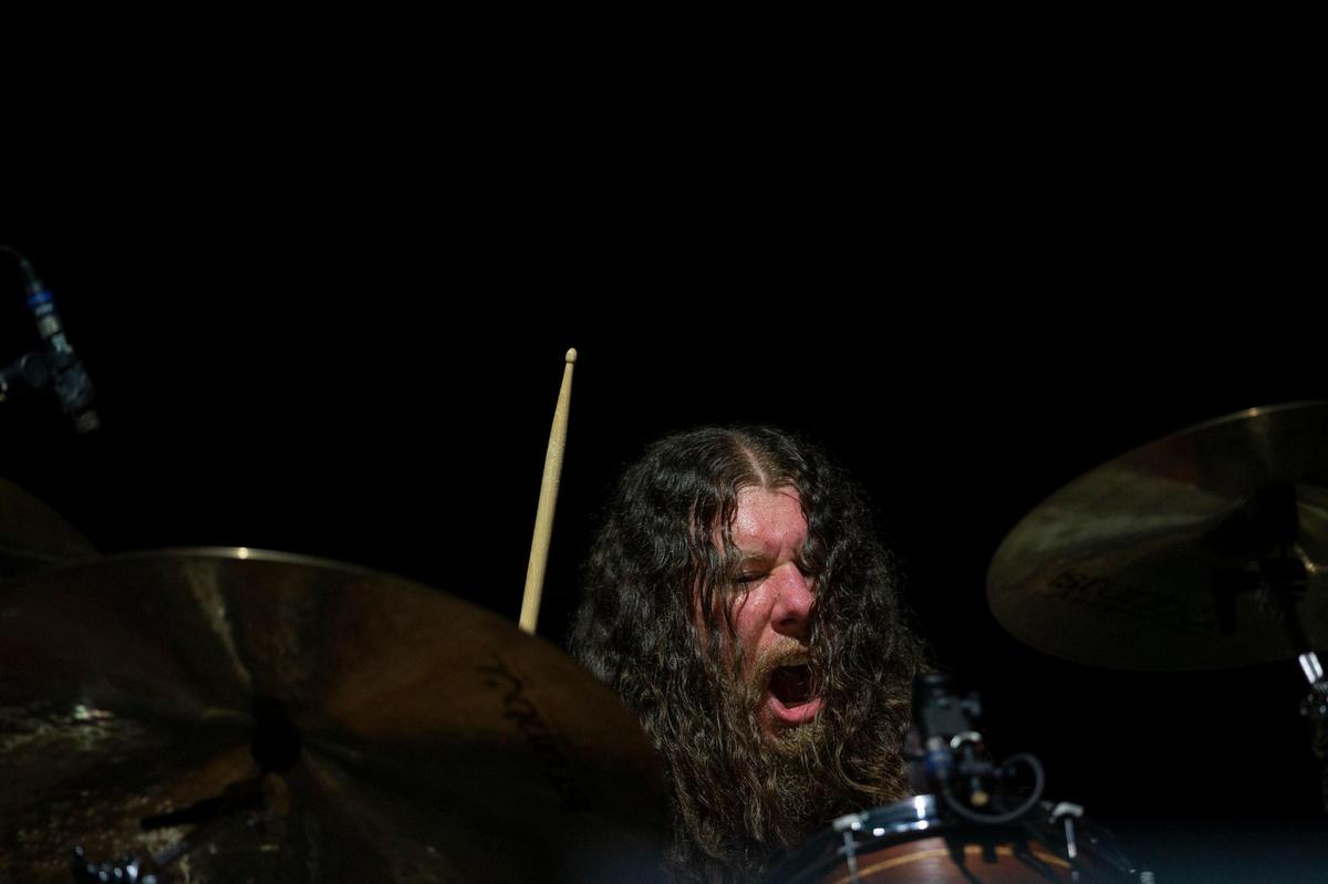 My Morning Jacket’s Patrick Hallahan performs at the Railbird Festival at Keeneland in Lexington, Ky., on Saturday, Aug. 28, 2021.