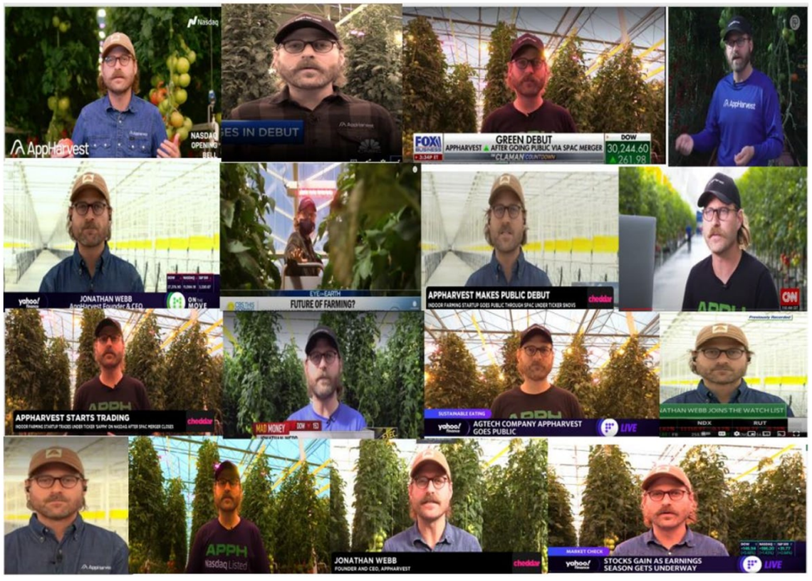 AppHarvest CEO Jonathan Webb has given dozens of interviews to promote the company.
