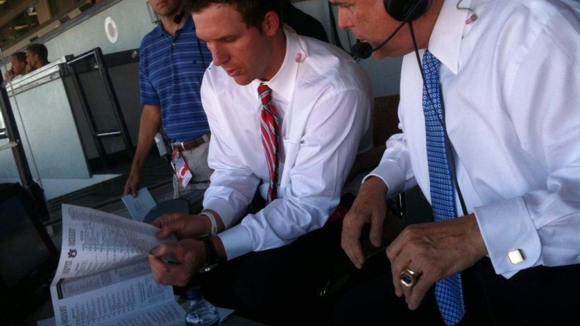 Tim Couch, left, and play-by-play man Bob Rathbun will work the Mississippi State-UK game Saturday for Fox Sports South.