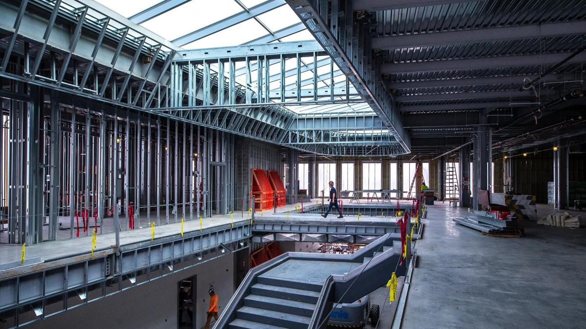 Construction is underway on Lexington Public Library’s new Marksbury Family Branch location, which will replace the former Village Branch, at corner of Versailles Road and Village Drive in Lexington, Ky. The new facility will be 30,000 square feet.