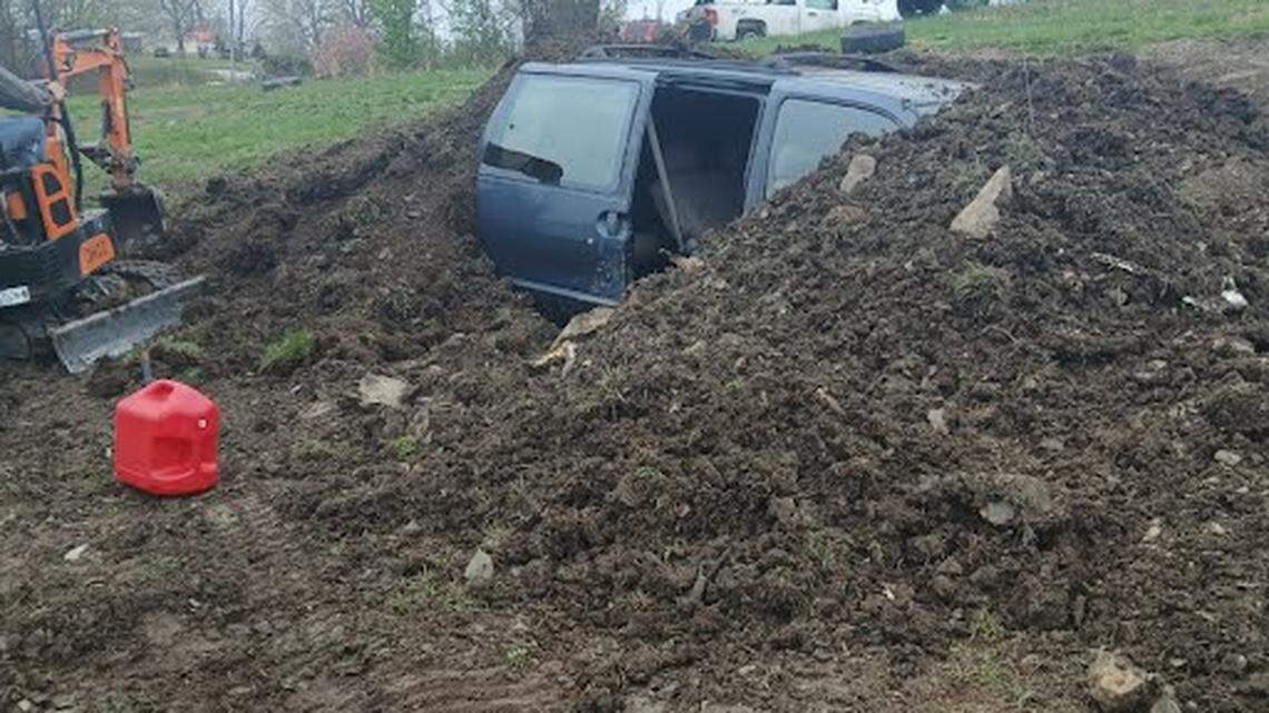 Ryan Hagan and Buddy Rolley in Muhlenburg County buried a van in their yard to use a storm shelter. A video posted to TikTok about the shelter has since been viewed 1.6 million times.