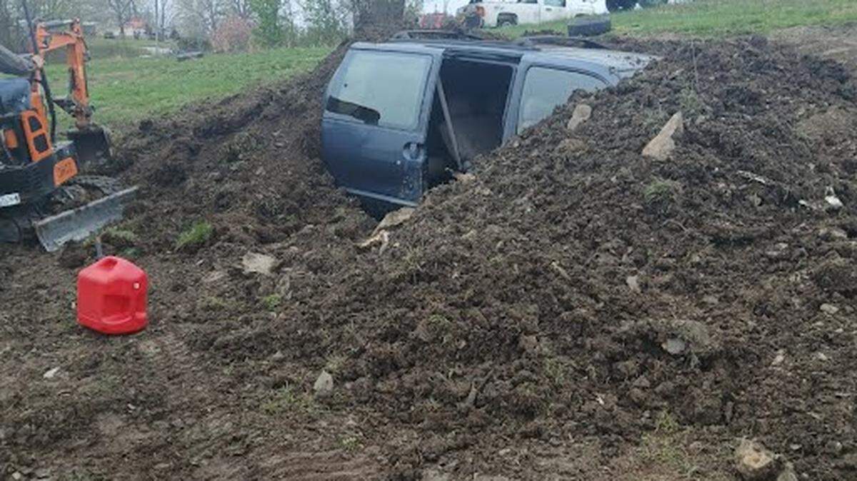 Ryan Hagan and Buddy Rolley in Muhlenburg County buried a van in their yard to use a storm shelter. A video posted to TikTok about the shelter has since been viewed 1.6 million times.