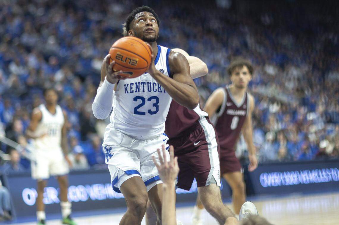 Kentucky forward Mouhamed Dioubate had 20 points, five rebounds, three blocked shots and two steals in the Wildcats’ 99-85 win over Bellarmine at Rupp Arena on Dec. 23.