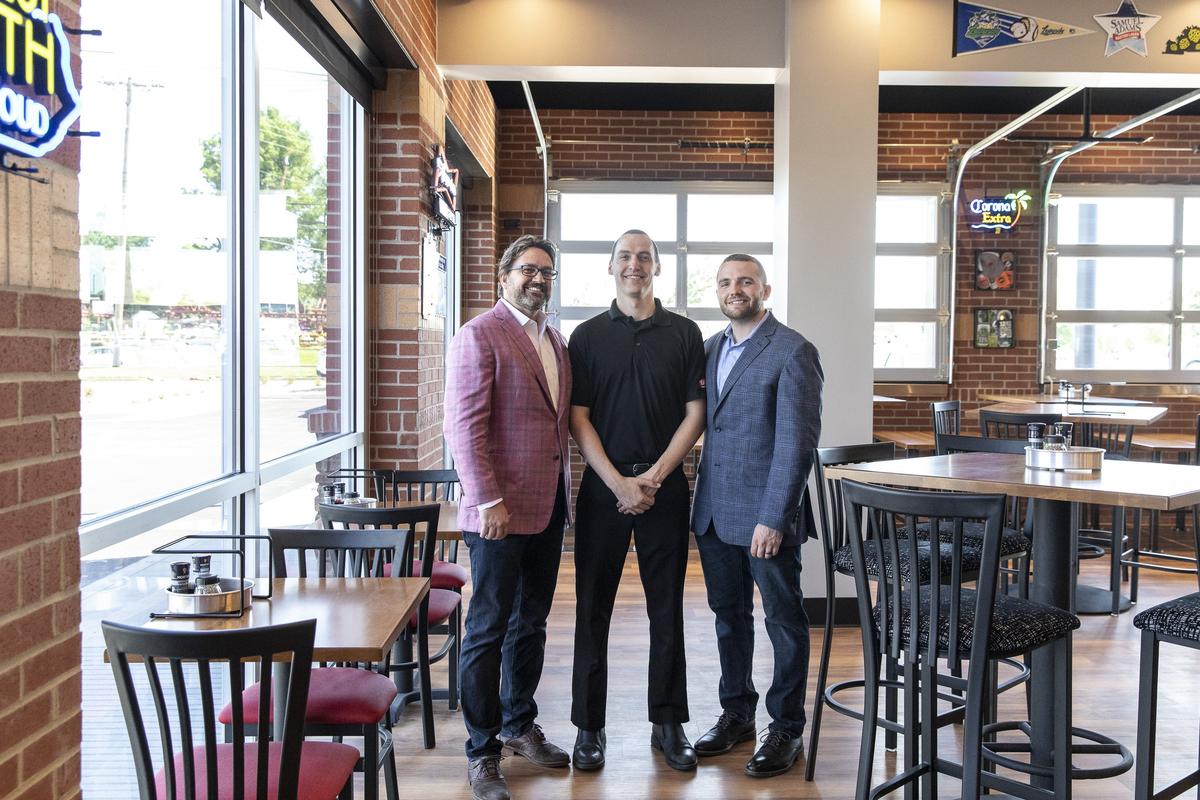 From left, Gary Holland, LaRosa’s co-owner and One Holland CEO; Tim Crofford chief operating officer; and Dillon Adams, co-owner and president, at the LaRosa’s on Richmond Road that will open Monday.