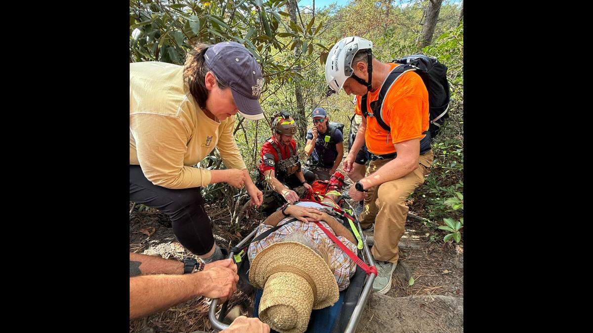 Officials from multiple Kentucky search and rescue teams simultaneously rescued a man who fell in the Cloud Splitter area of the Red River Gorge and a man who had been stung by ground hornets on Sept. 27, 2025.