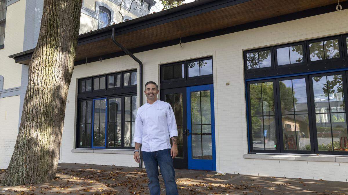 “We wanted to show if you're driving by, this can actually blend in pretty well,” Millstone executive chef and owner Tyler Murray said about the building addition to Dudley Square, photographed Thursday, Sept. 26, 2025 in Lexington, Ky. “We're gonna have really cool features added onto the space.”
