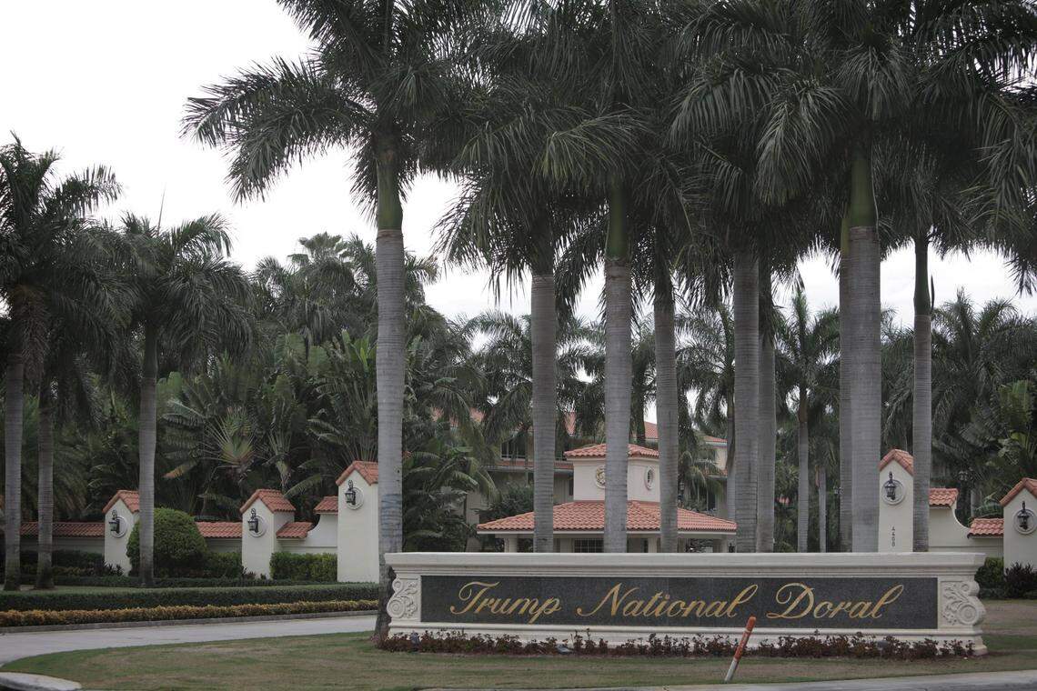 Miami, Florida, August 26, 2019- Main entrance to Trump Resort, Doral