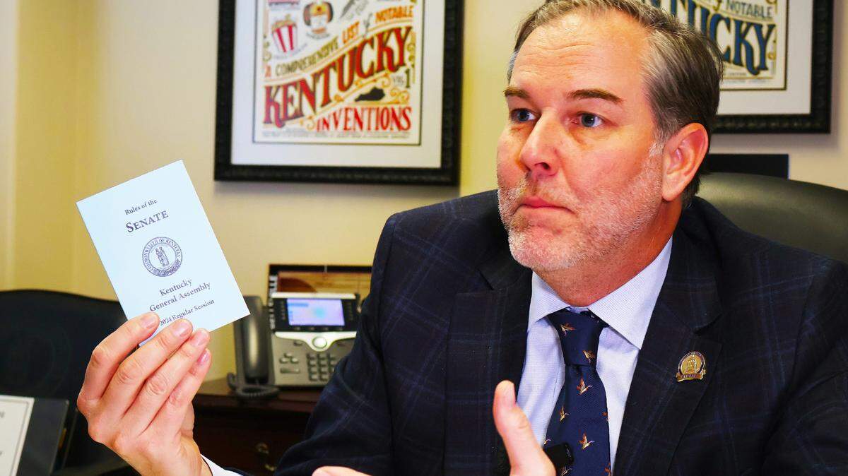 Sen. Max Wise, R-Campbellsville, in his legislative office in December 2024. Wise was elected in November to serve as the Senate majority floor leader in the 2025 legislative session.