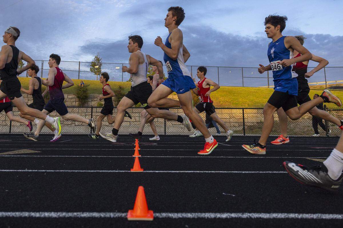 Runner's compete during the Region 6 track and field meet at George Rogers Clark High School in Winchester, Ky., on Friday, May 8, 2026.