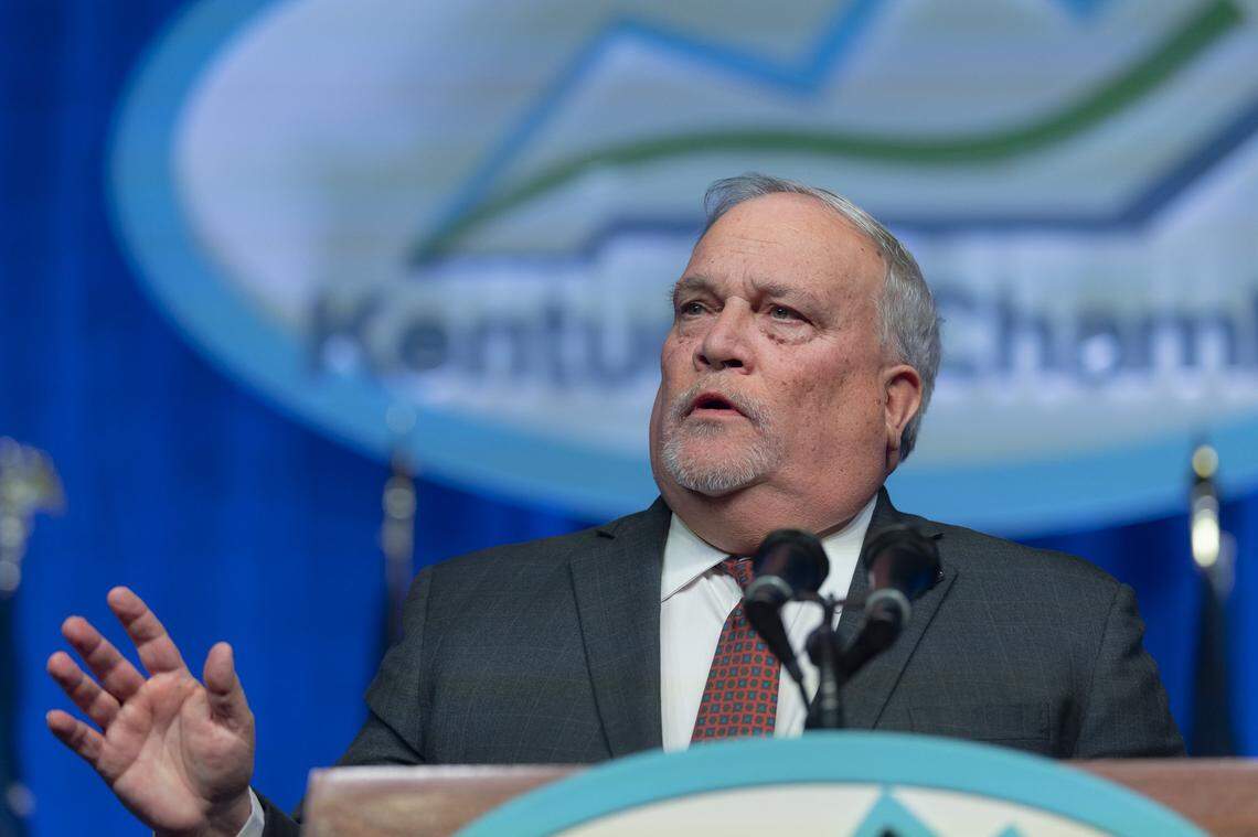 State Senate President Robert Stivers, R-Manchester, speaks during the 31st Annual Kentucky Chamber Day Dinner at the Central Bank Center in Lexington, Ky., on Thursday, Jan. 8. 2026.