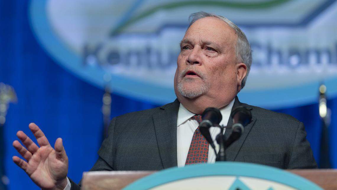 State Senate President Robert Stivers, R-Manchester, speaks during the 31st Annual Kentucky Chamber Day Dinner at the Central Bank Center in Lexington, Ky., on Thursday, Jan. 8. 2026.