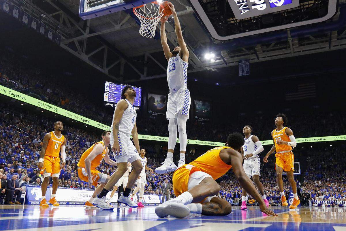 If injured Kentucky post player Reid Travis cannot play, freshman EJ Montgomery (23) could be a key to the Wildcats’ bid for a season sweep of Tennessee.