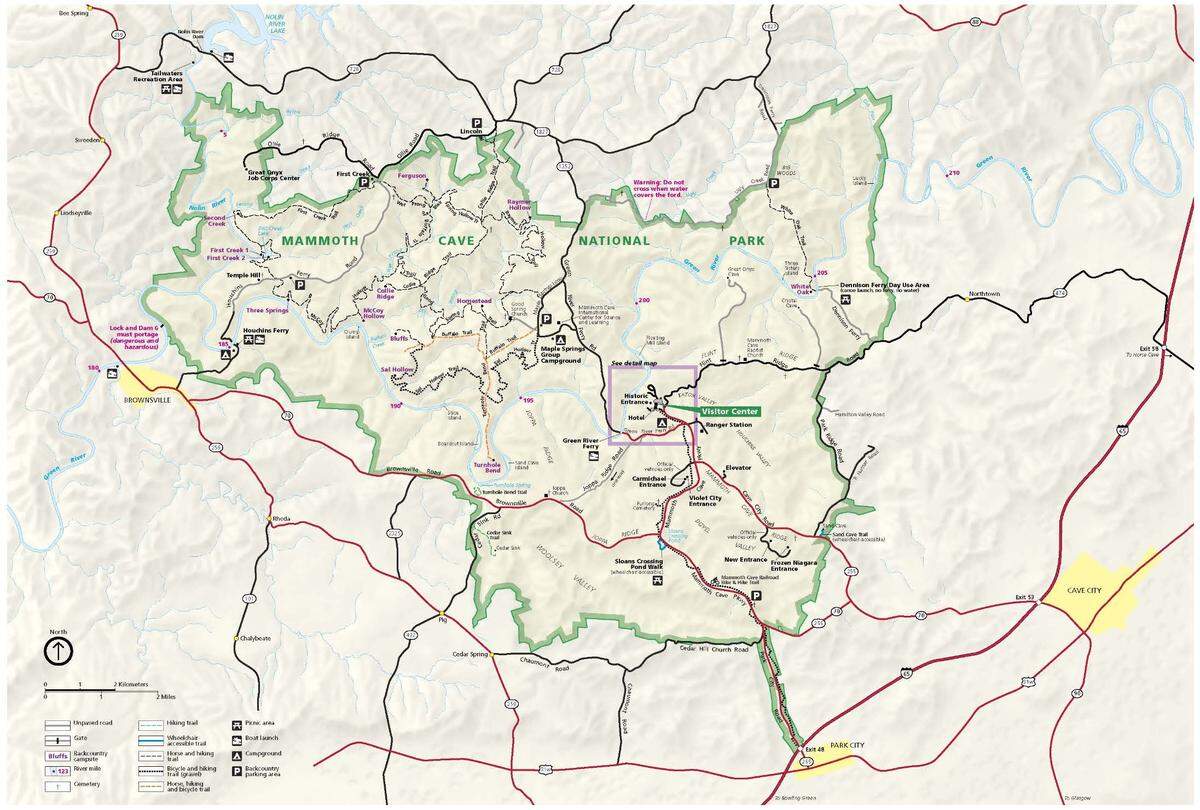 The current boundary of the 52,000-plus acre Mammoth Cave National Park