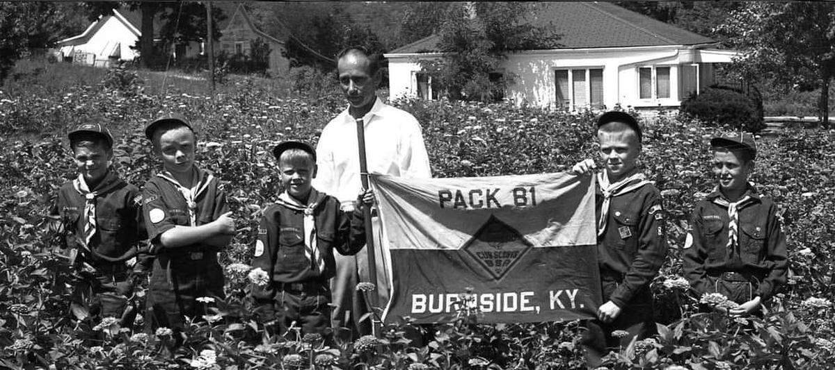 Burnside, in Southern Kentucky, was the site of one of the earliest troops in what later became the Boy Scouts of America. The first troop was formed in 1908; this photo shows a later Cub Scout pack in town.