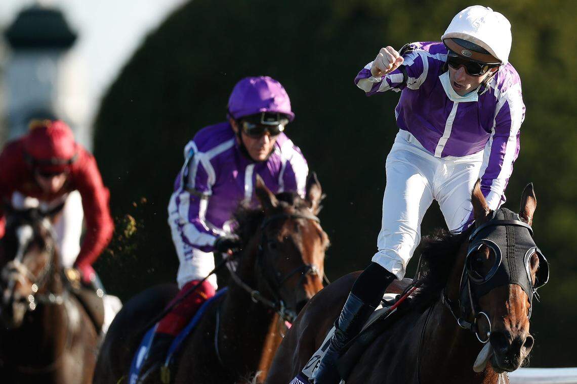 Order of Australia, at 73-1 odds and with Pierre-Charles Boudot aboard, won the Breeders’ Cup Mile at Keeneland.