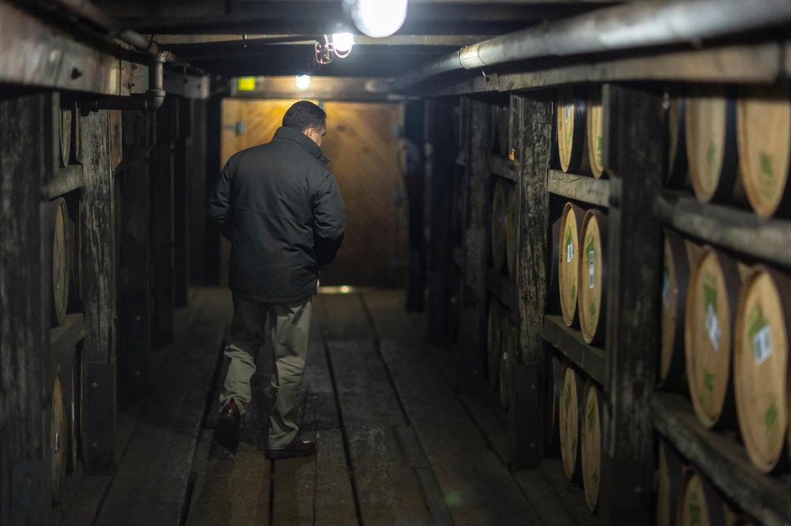 Buffalo Trace master distiller Harlen Wheatley inside a bourbon warehouse. Later this spring, Buffalo Trace will fill its 9 millionth barrel.