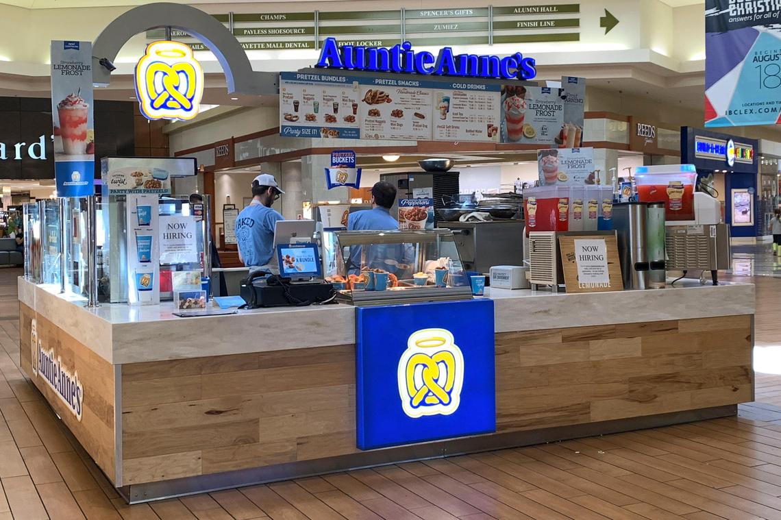 Auntie Anne’s Pretzels at Fayette Mall has been placed on probation.