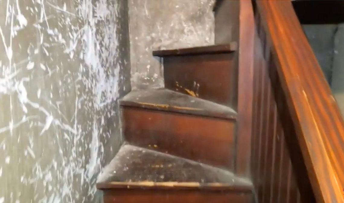 Interior shot of hidden stairway leading to bell tower upper room used to hide slaves escaping North to freedom through the Underground Railroad at St. Paul AME church on August 14, 2024, in Lexington, Ky.