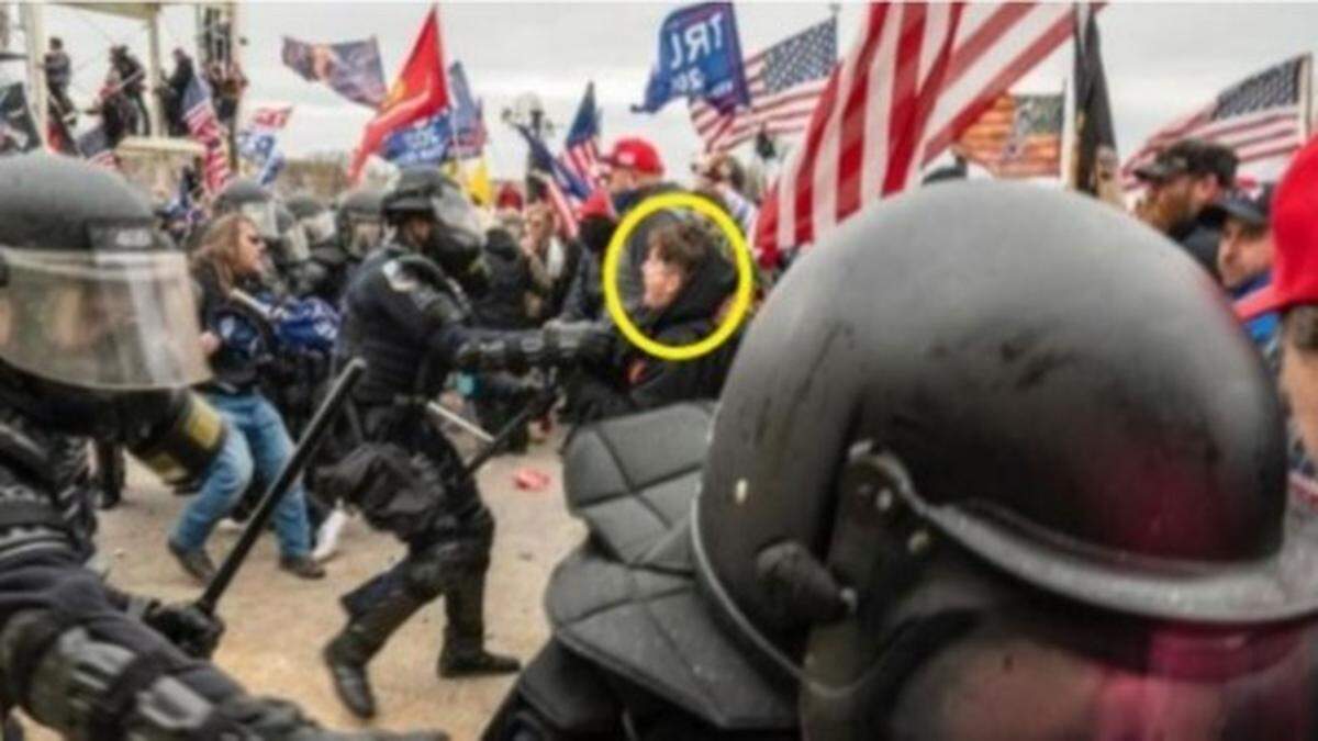 He can be seen struggling with an officer to get their baton and “spraying a substance consistent with a chemical irritant at multiple officers.”&nbsp;