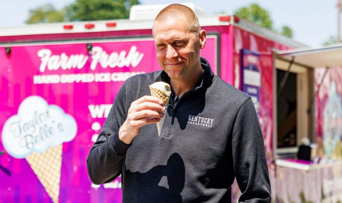 University of Kentucky men’s basketball coach Mark Pope apparently is a fan of Taylor Belle’s Ice Cream, including the soft serve.