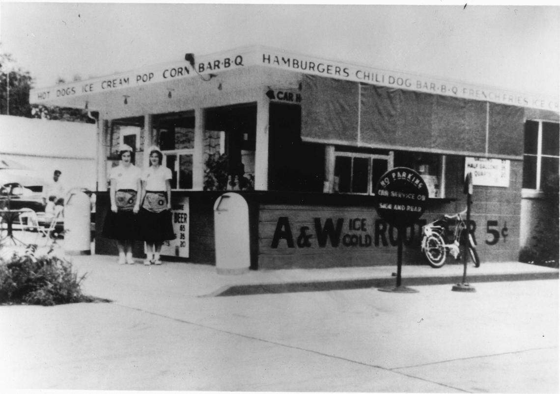 An early 1960s A&W stands in an unknown location. June 20 marks their 100th anniversary of operation.