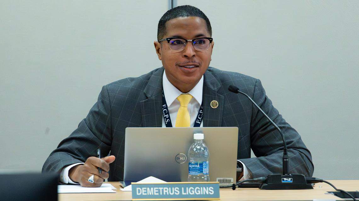 Superintendent Demetrus Liggins in the Fayette County Public Schools (FCPS) board meeting, discussing such topics as student engagement, school safety, and a rise in school meal plans on April 16, 2026, in Lexington, Ky. 