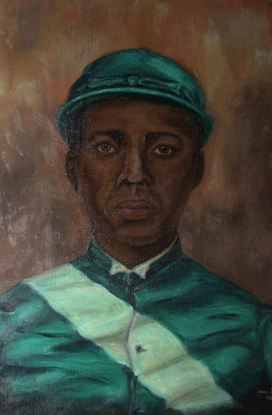This portrait, by Joan Eastman Walker, is of Oliver Lewis, who won the first Kentucky Derby in 1875 on Aristides.