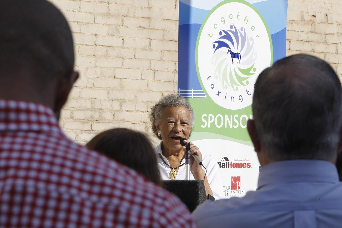 Historian Yvonne Giles spoke Thursday at a press conference to announce the creation of the African-American Heritage Trail on DeWeese Street. Photo by Matt Goins