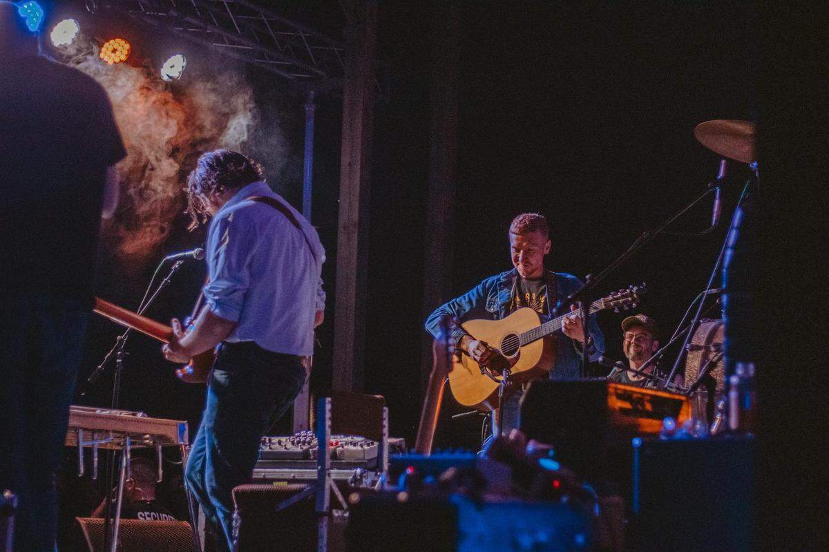 Country music star Tyler Childers, center, and his The Food Stamps were in West Virginia when they heard about Town Mountain’s COVID cancellation for the Fallsburg Summer Stage festival.