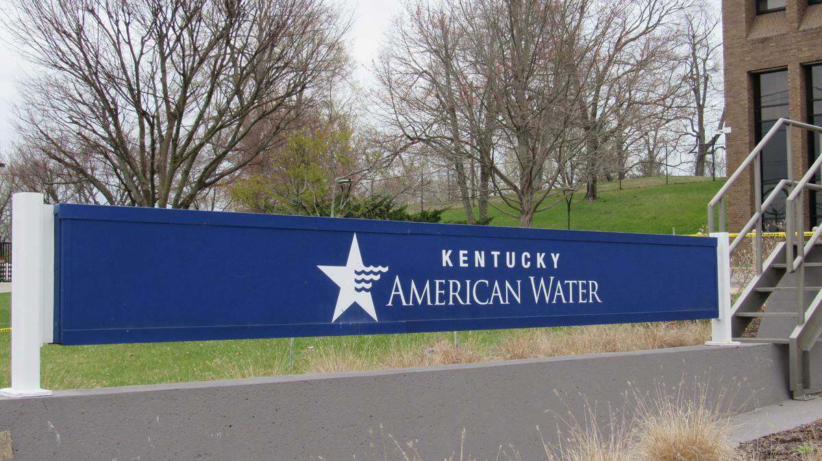 The sign in front of the Kentucky American Water office on Richmond Road in Lexington, Ky., on March 23, 2023.                      